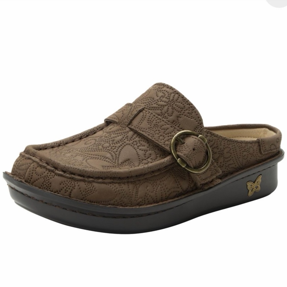 Alegria Brown Embossed Loafers